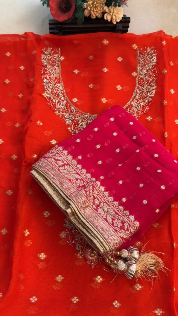 Beautiful Orange Banarasi Dress