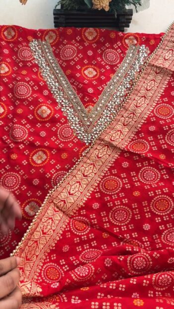 Pure Silk Delhi Boutique Dress With Benaroshi Dupatta