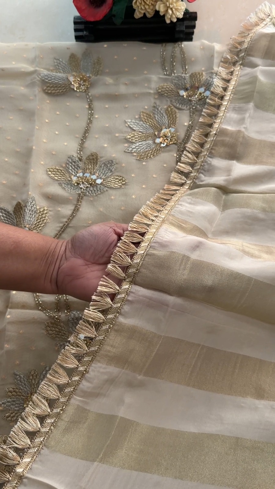 Dark Skin Simari Organza Delhi Boutique Dress