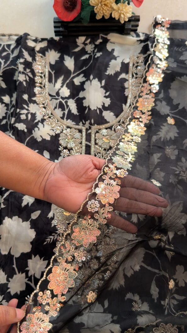 Pure Moslin Silk Delhi Boutique Black Color Dress