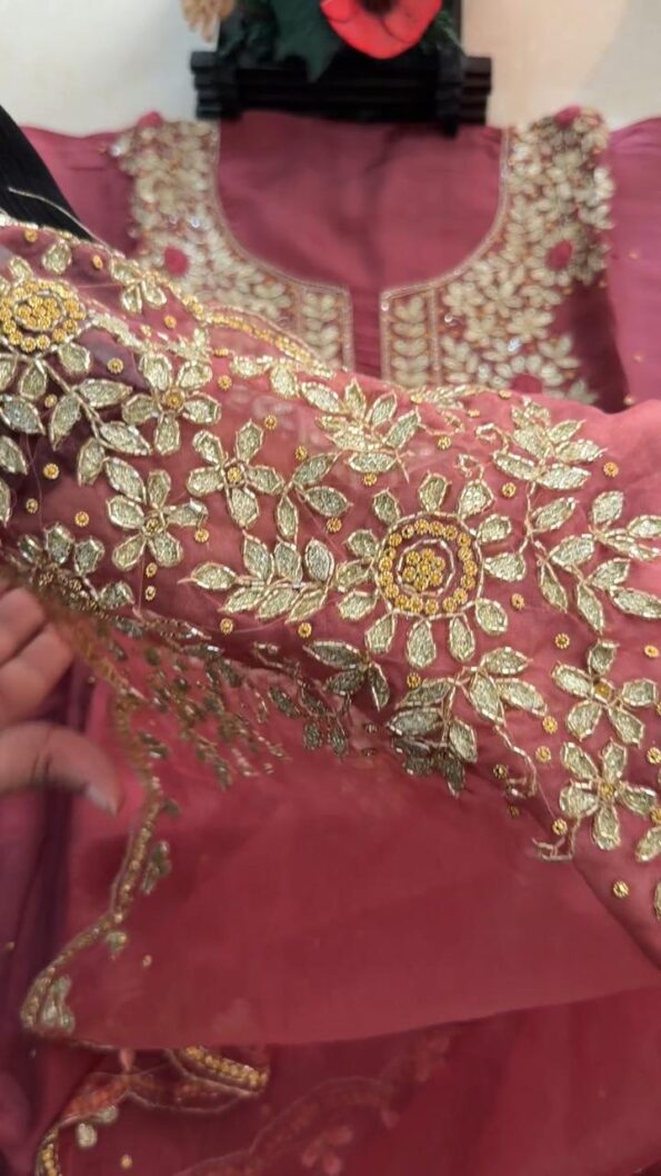 A Stunningly Beautiful Onion-Colored Dress Made of Pure Silk